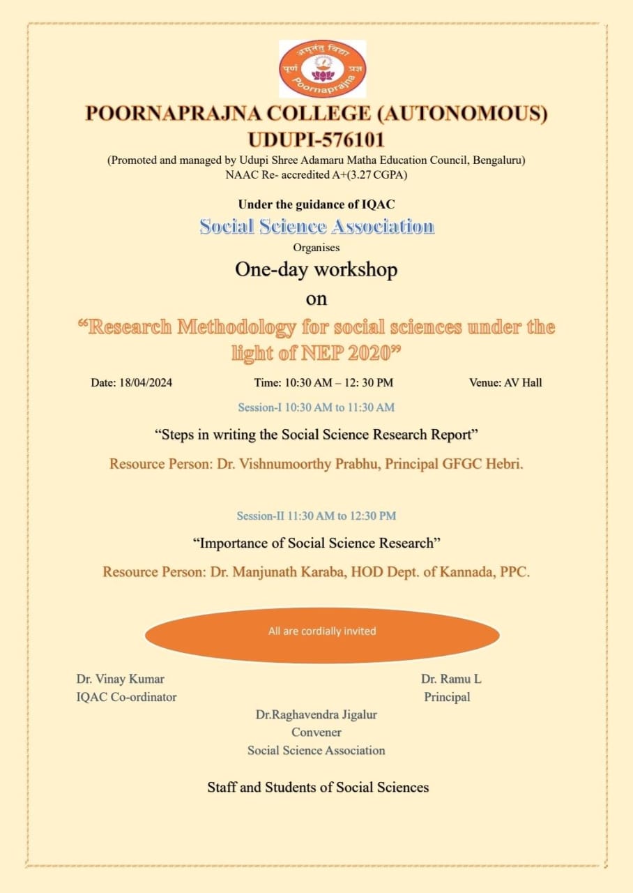 RESEARCH METHODOLOGY FOR SOCIAL SCIENCE UNDER THE LIGHT OF NEP-2020THE