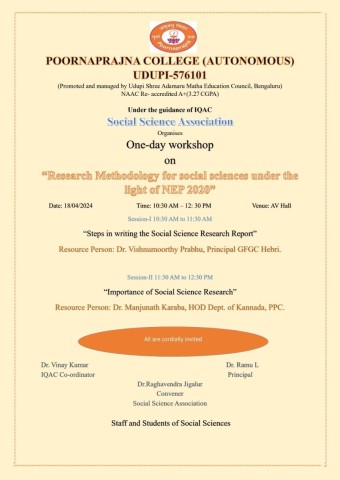RESEARCH METHODOLOGY FOR SOCIAL SCIENCE UNDER  THE LIGHT OF NEP-2020THE